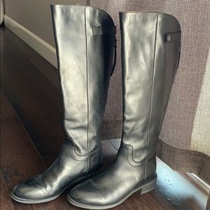 Black Knee High Leather Riding Boots